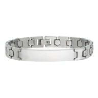 Bransolety męskie - Masywna męska bransoletka z blachą do personalizacji stal szlachetna - Manoki - miniaturka - grafika 1