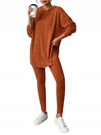 SHEIN SPODNIE CASUAL RURKI POMARAŃCZOWE PRĄŻKOWANE 44 1KA