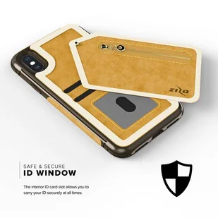 Zizo Nebula Wallet Case Skórzane etui iPhone X z kieszeniami na karty + saszetka na zamek + szkło 9H na ekran (Light Brown/Brown) - Etui i futerały do telefonów - miniaturka - grafika 6