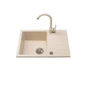 Zlewozmywaki - Zestaw zlewozmywak granitowy Metro 1 komora krótki ociekacz pure sand 62 x 44 x 19,5 Miló - miniaturka - grafika 1