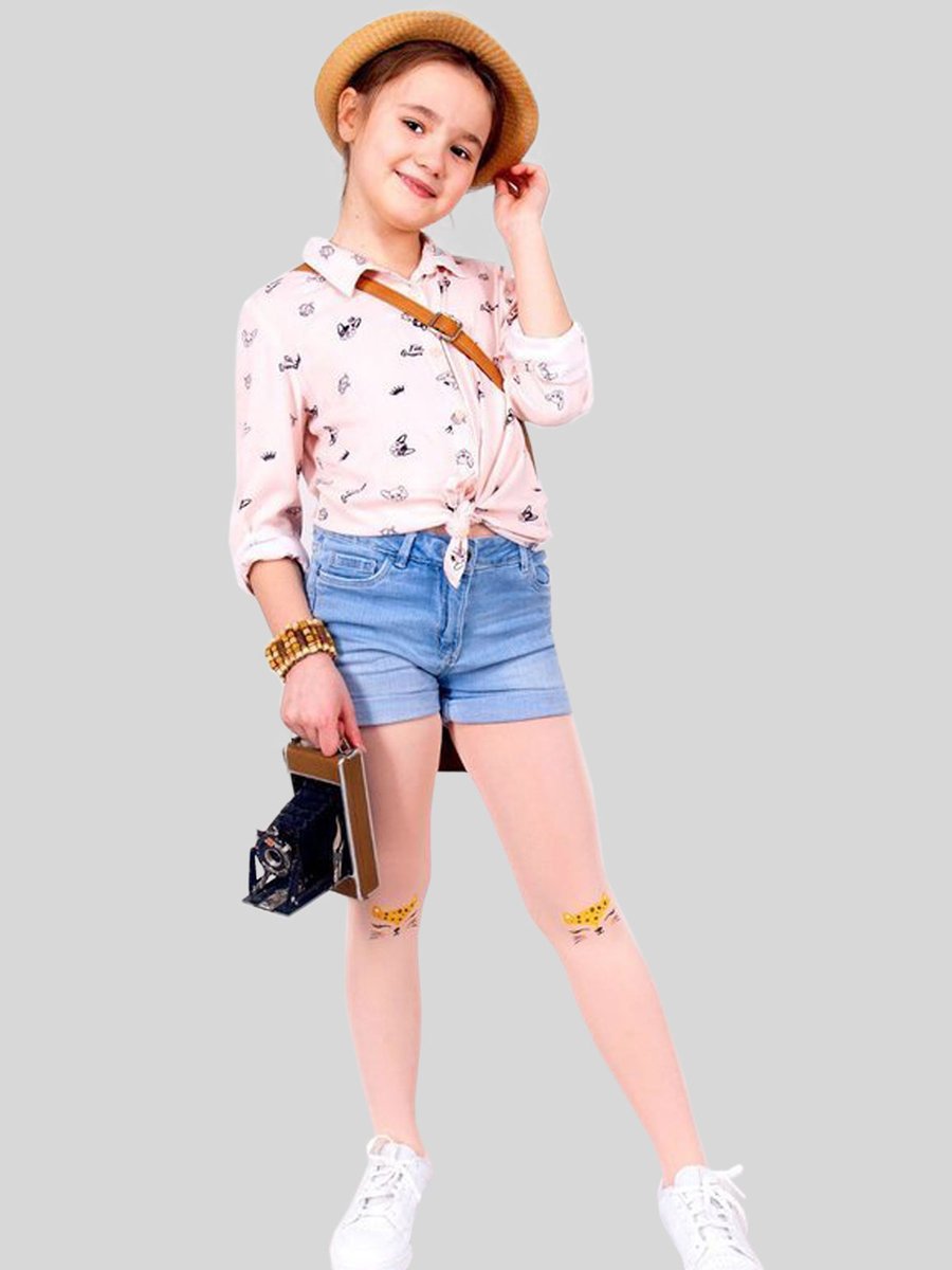 Rajstopy z mikrofibry TYGRYSKI 104-110 brzoskwiniowy