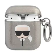Akcesoria do słuchawek - Karl Lagerfeld KLA2UKHGK AirPods cover czarny/black Glitter Karl`s Head - miniaturka - grafika 1