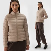 Kurtki damskie - Kurtka Damska 4F Pikowana Puchowa Przejściowa Lekka Modna Beżowa M - miniaturka - grafika 1