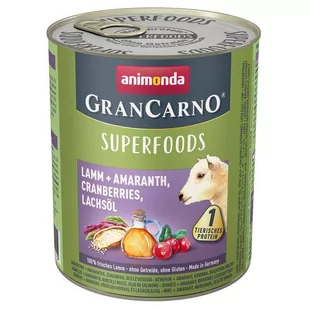 Animonda GranCarno Superfoods Jagnięcina, Szarłat, Żurawina, Olej z Łososia 800 g - Mokra karma dla psów - miniaturka - grafika 2