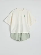 Moda i Uroda OUTLET - Reserved - Bawełniana piżama dwuczęściowa - jasnozielony - miniaturka - grafika 1