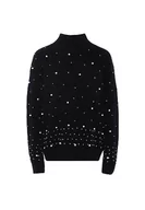 Swetry damskie - Nascita Damski sweter z cekinami, elegancki sweter akrylowy czarny rozmiar M/L, czarny, M - miniaturka - grafika 1