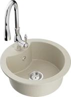 Zlewozmywaki z baterią - Mexen Diego zlewozmywak granitowy 1-komorowy z baterią kuchenną Savita, beżowy - 6512-69-672601-00 - miniaturka - grafika 1