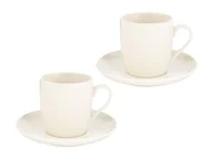 Filiżanki - ERNESTO® Filiżanki z spodkiem, z wysokiej jakości porcelany, zestaw 2 szt. (Do kawy / biały) - miniaturka - grafika 1