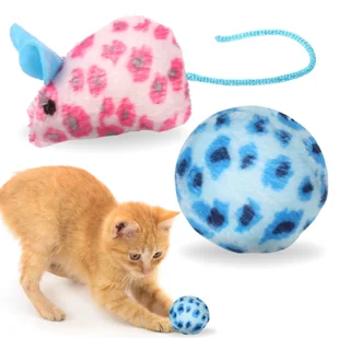 ZESTAW 2 sztuki, Pluszowa myszka z ogonem dla kota, grzechocząca piłeczka dla kotka, bezpieczna zabawka - Zabawki dla kotów ZESTAW 2 sztuki, Pluszowa myszka z ogonem dla kota, grzechocząca piłeczka dla kotka, bezpieczna zabawka - Zabawki dla kotów - miniaturka - grafika 1