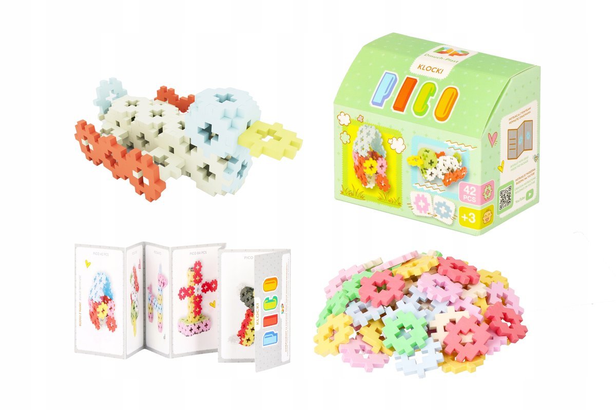 KLOCKI KONSTRUKCYJNE PICO 42 ELEMENTY – EDUKACYJNE, KREATYWNE - PASTELOWE