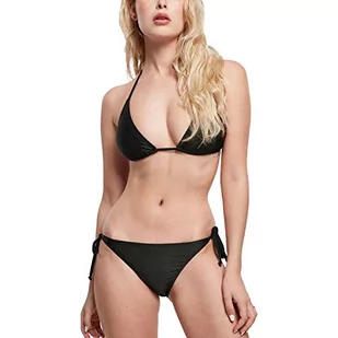 Urban Classics Damski zestaw bikini z recyklingowanego poliestru w kształcie trójkąta, dwuczęściowy kostium kąpielowy dla kobiet, z recyklingu Triangle Bikini, rozmiary XS - XL, czarny, L - Stroje kąpielowe - miniaturka - grafika 1
