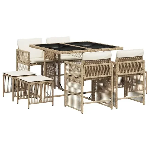 Zestaw mebli ogrodowych 110 x 106 x 73 cm, beżowy, rattan PE
