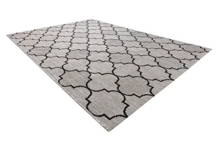 DYWAN SZNURKOWY SIZAL FLOORLUX 20607 , koniczyna marokańska, trellis srebrny / czarny szary 80x150 cm - Dywany - miniaturka - grafika 1