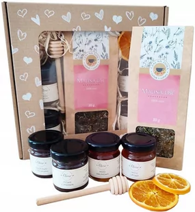 Zestaw Prezentowy Kosz Box Prezent Upominek Herbata Konfitura Miód - Zestawy upominkowe - miniaturka - grafika 1