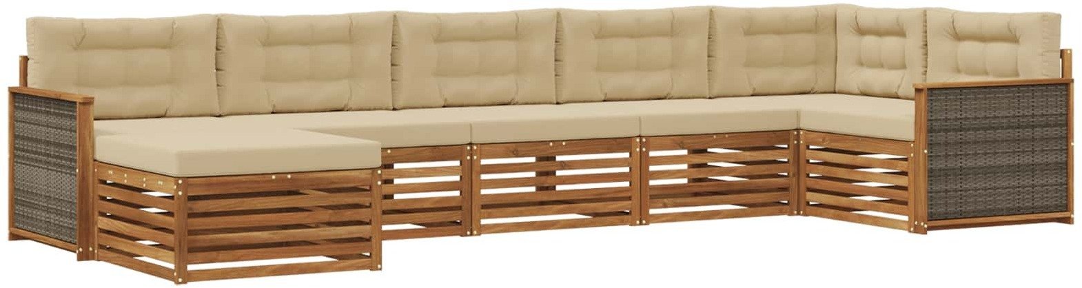 vidaXL Zestaw sof na zewnątrz z poduszką 7 pcs Naturalny i Beżowy