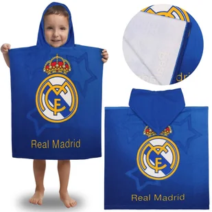 Real Madryt Dziecięcy ręcznik na basen, SZYBKOSCHNĄCE poncho z kapturem dla dzieci 55x110 cm OEKO-TEX - Okrycia kąpielowe dla dzieci - miniaturka - grafika 1