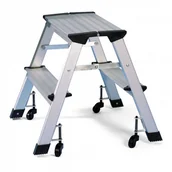 Drabiny - B2B Partner Aluminiowe schodki na kółkach 420 mm 6400 - miniaturka - grafika 1