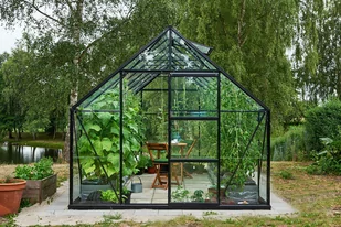 HALLS szklarnia ogrodowa Universal 128 czarna (9.9 m2; 2,57 x3,84 m), szkło hartowane + baza - Szklarnie ogrodowe HALLS szklarnia ogrodowa Universal 128 czarna (9.9 m2; 2,57 x3,84 m), szkło hartowane + baza - Szklarnie ogrodowe - miniaturka - grafika 2