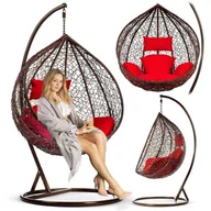 Fotele ogrodowe wiszące - Fotel ogrodowy, wiszący, 202x105x105 cm, Hawana, brązowy, czerwony - miniaturka - grafika 1