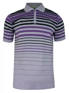 Koszulka POLO, Fioletowa w Paski, Prążki, Męska, Krótki Rękaw, T-shirt -BELIKA - Belika - Koszulki męskie - miniaturka - grafika 1