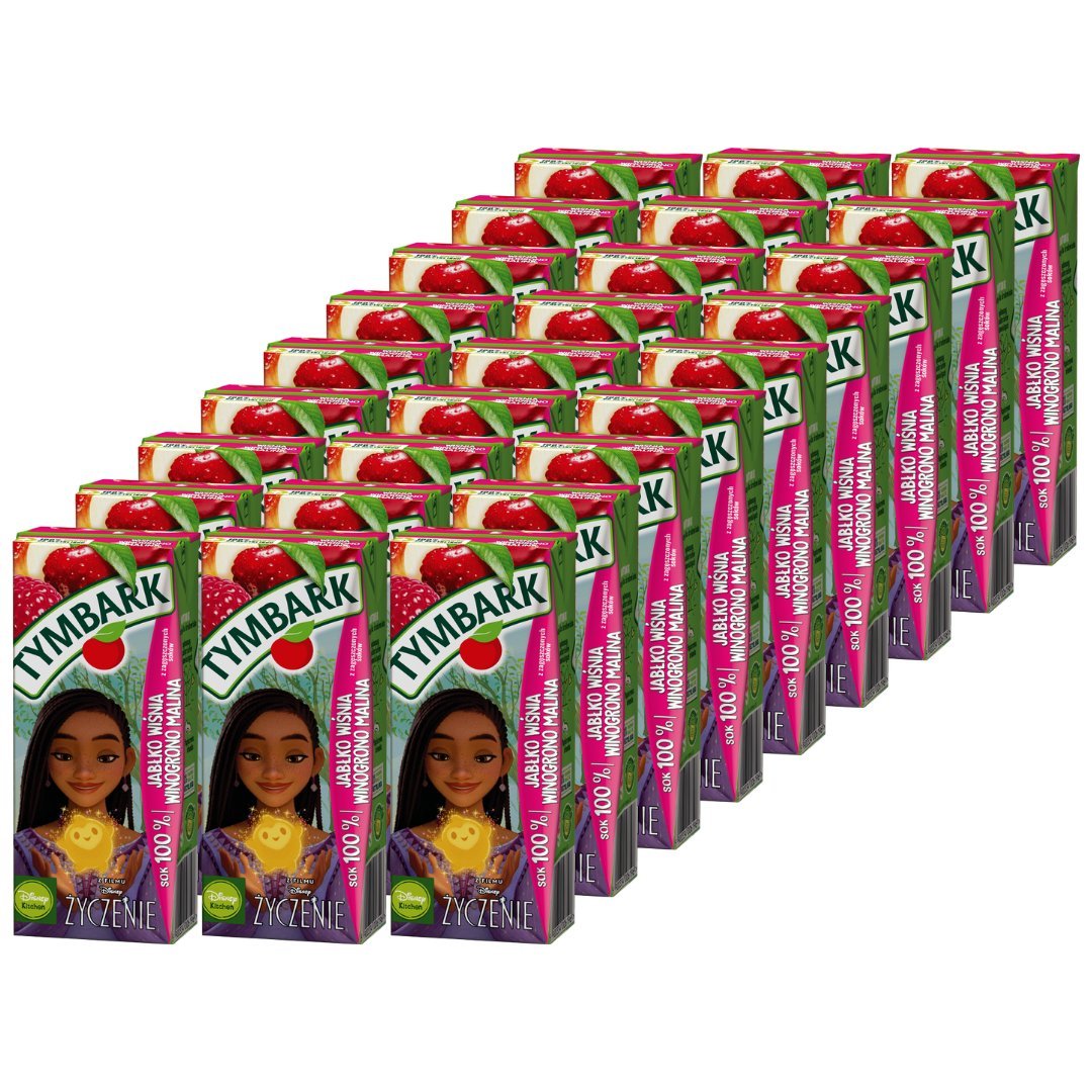 Tymbark Sok 100% malina jabłko wiśnia winogrono 200 ml x 27 sztuk