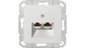 Gniazdka elektryczne - Gniazdo komputerowe podw. RJ45 cat. 6 Gira System 55 biały połysk - miniaturka - grafika 1