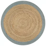 Dywaniki łazienkowe - vidaXL Ręcznie wykonany dywanik, juta, oliwkowozielona krawędź, 120 cm 133681 - miniaturka - grafika 1