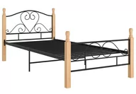 Łóżka - Rustykalne łóżko metalowe czarny + jasny dąb 100x200 cm - Onel - miniaturka - grafika 1