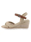 Sandały damskie - Tom Tailor Sandały w kolorze beżowym na koturnie - miniaturka - grafika 1