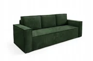 Sofy i kanapy - Stylowa sofa sztruks pojemnik na pościel Roda z funkcją spania Zielona - miniaturka - grafika 1