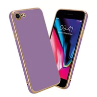 Etui i futerały do telefonów - Pokrowiec Do Apple iPhone 7 / 7S / 8 / SE 2020 Etui w Glossy Purpura - Złoto TPU Silikonowe Obudowa Case Cover Cadorabo - miniaturka - grafika 1