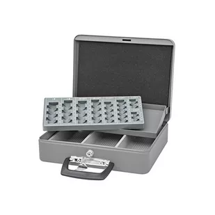 Wedo 149658012 kaseta do liczenia pieniędzy Standard (malowana proszkowo blachy stalowej, z uchwytem do noszenia i pracy w 3 kieszenie na banknoty, cylinder zabezpieczający przed kradzieżą, 30 x 24 x  149658012 - Sejfy i kasy pancerne - miniaturka - grafika 1