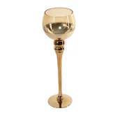 Świeczniki - Świecznik szklany CLOE 12X40 złoty - miniaturka - grafika 1