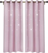 Firany i zasłony dla dzieci - Zasłona wydrążona gwiazda Nieprzezroczysta zasłona oczkowa do salonu, pokoju dziecięcego, sypialni, 132x213cm, różowa - miniaturka - grafika 1