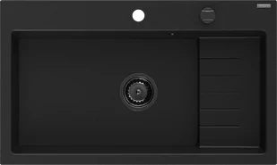 Mexen Omar zlewozmywak granitowy 1-komorowy 800 x 480 mm, czarny, syfon czarny - 6520801005-77-B - Zlewozmywaki - miniaturka - grafika 1