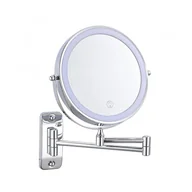 Lusterka do makijażu - Lustro do makijażu montowane na ścianie 8 cali, powiększenie 1X/5X, akumulatorowe, 3-kolorowe regulowane oświetlenie (chrom) - miniaturka - grafika 1