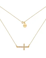Naszyjniki - Złoty Naszyjnik Z Krzyżem Wysadzanym Swarovski® Crystal - miniaturka - grafika 1