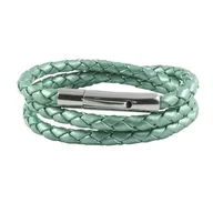 Naszyjniki męskie - König Design skórzany naszyjnik skórzany pasek skórzana bransoletka 7 mm męski naszyjnik 17 cm - 100 cm pleciony, długość: 80 centymetrów, kolor: zielony metalik - miniaturka - grafika 1