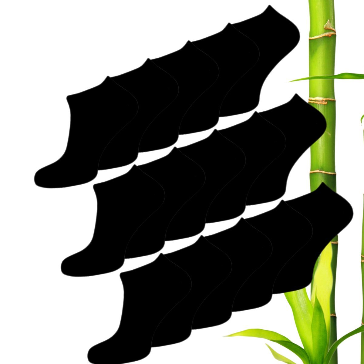 Stopki Damskie CZARNE Krótkie Skarpetki BAMBUSOWE Niskie 15 PAR 36-38