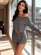 Bielizna nocna - Piżama damska - CELIVINE SLEEPWEAR grey - miniaturka - grafika 1