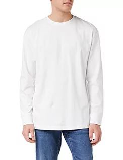 Koszulki męskie - Urban Classics Męska koszulka z długim rękawem Boxy Heavy Longsleeve, biały (White 00220), M - grafika 1