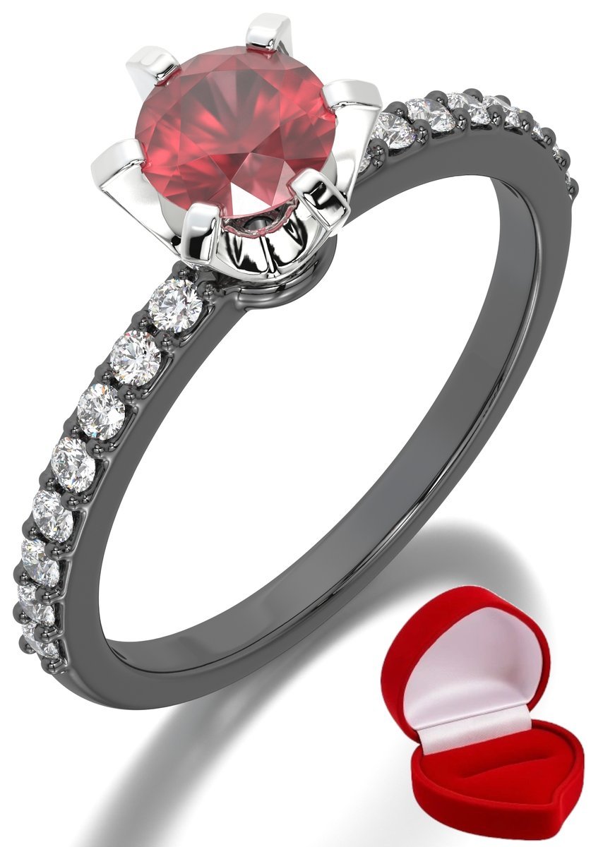 ZŁOTY PIERŚCIONEK ZARĘCZYNOWY 585 14k RUBIN 0,50 ct CZARNE ZŁOTO R22