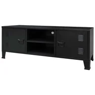 Szafki RTV - vidaXL Metalowa szafka TV w industrialnym stylu, 120x35x48 cm, czarna - miniaturka - grafika 1
