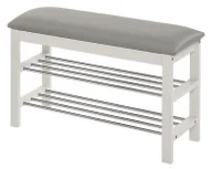 Szafki na buty - Szary Stojak Na Buty Z Siedziskiem F8-Z15 - miniaturka - grafika 1