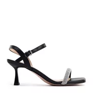 Półbuty męskie - Damskie sandały z błyszczącym paskiem - miniaturka - grafika 1