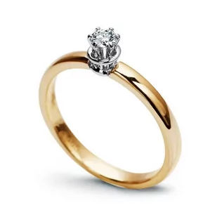 Złoty pierścionek zaręczynowy z brylantem żółte i białe złoto Staviori - Pierścionki - miniaturka - grafika 1