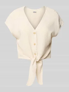 Bluzka o kroju regular fit z mieszanki wiskozy i lnu model ‘SIESTA’ - Bluzki damskie - miniaturka - grafika 1