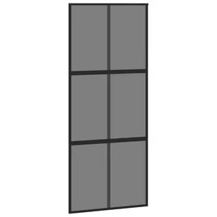Drzwi przesuwne, czarne, 90x205 cm, szkło hartowane, aluminium 8721012120488 - Drzwi wewnętrzne - miniaturka - grafika 3