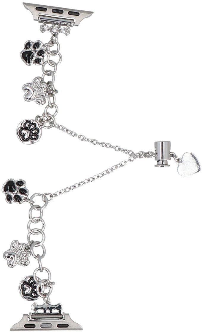 GlacierX bransoleta do smartwatcha Slider Clasp Little Paws Charm Bracelet Silver do Apple Watch 38/40/41mm Srebrna