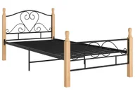Łóżka - Metalowe Łóżko Czarny Jednoosobowe + Jasny Dąb 90X200 Cm E6-T56 - miniaturka - grafika 1